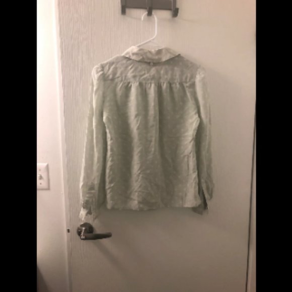 Tory Burch Button Down Pola Dot Silk Shirt Sz 0 - Picture 6 of 9